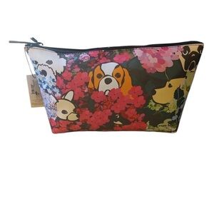 NWT Marc Tetro Floral Dog Cosmetic Case Makeup Bag